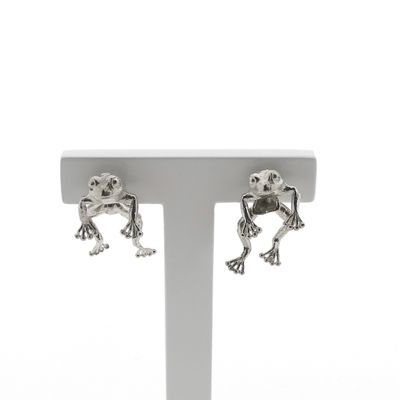Image 1 of Silver frog stud earrings