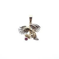 Two-tone gold pendant of Eagle with ruby