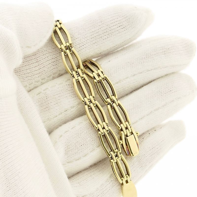 Afbeelding 6 van Gouden tankschakel armband | 19 cm