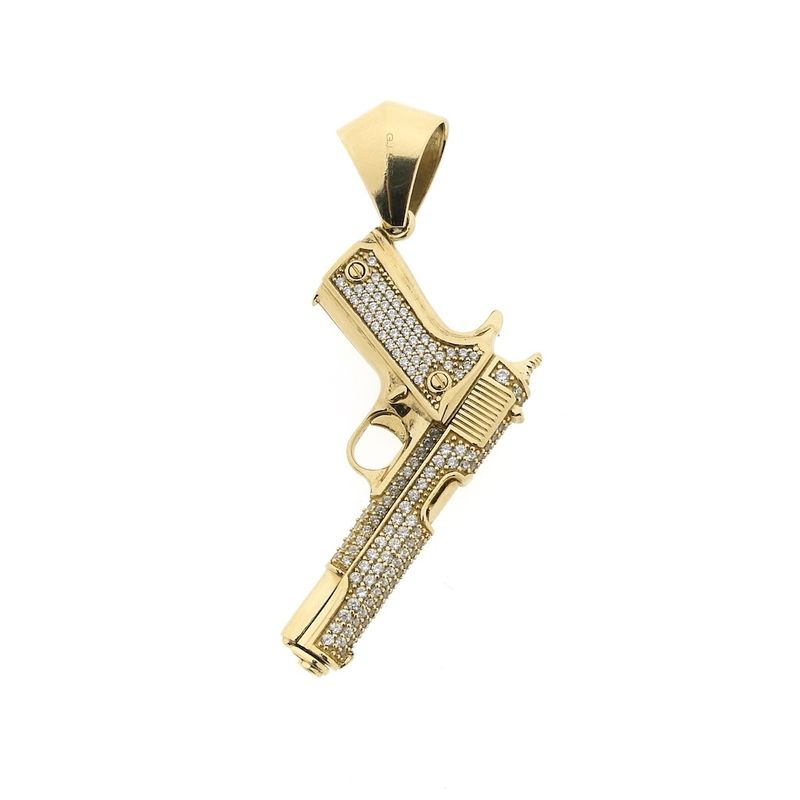Image 3 of Gold pistol pendant with zirconia | Glock