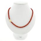 Image 1 of Antique blood coral bead necklace with gold decorative clasp
