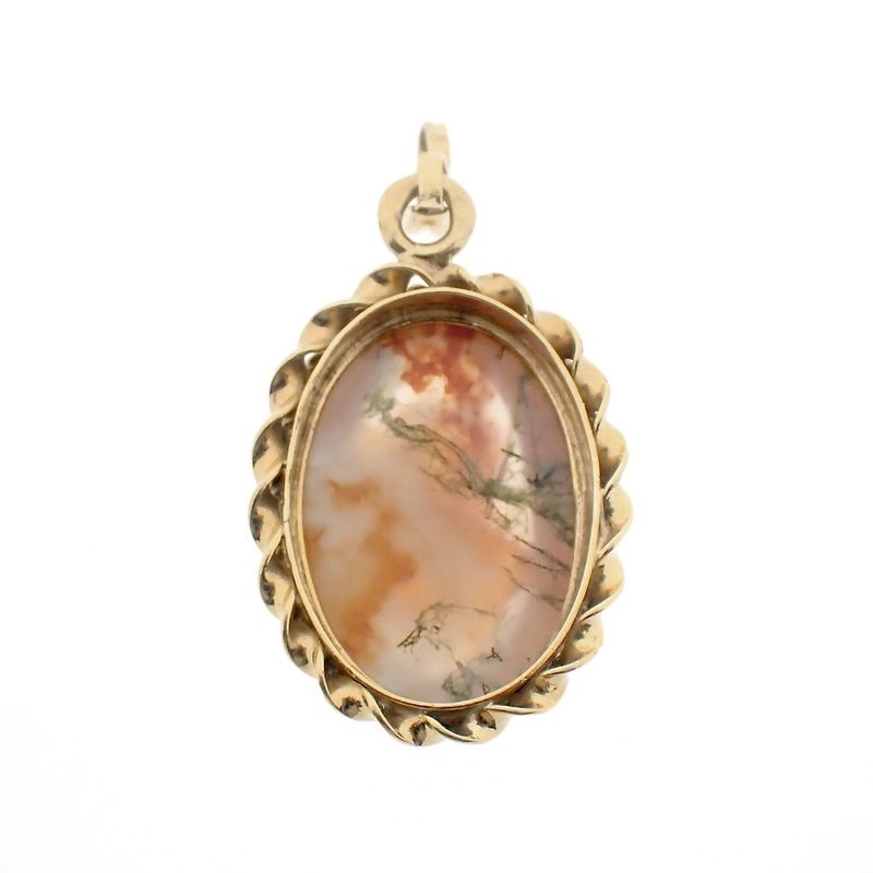 Image 8 of Gold pendant with moss agate | Vintage