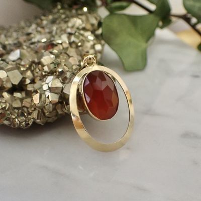Image 2 of Gold pendant with carnelian | Vintage/antique