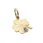 Image 3 of Gold pendant of a four-leaf clover with diamond | 0.005 ct.