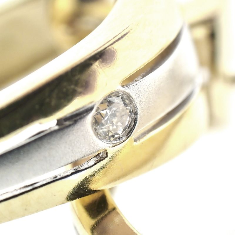 Image 3 of Two-tone gold earrings with diamonds | Ø 17 mm