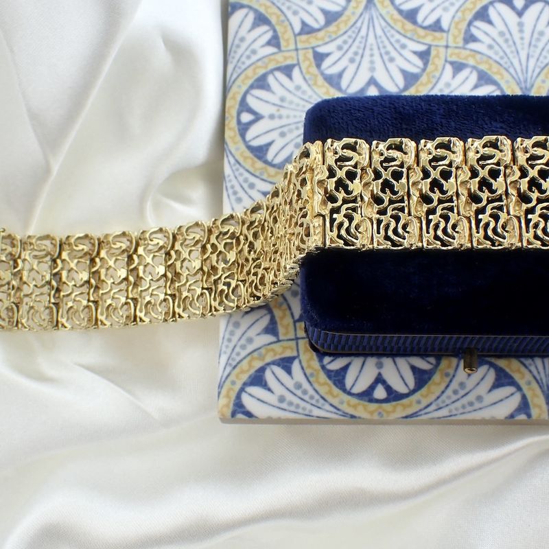 Image 2 of Gold wide fantasy link bracelet