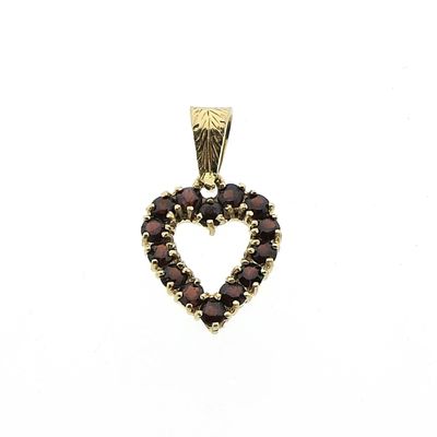 Image 1 of Gold heart pendant with garnet