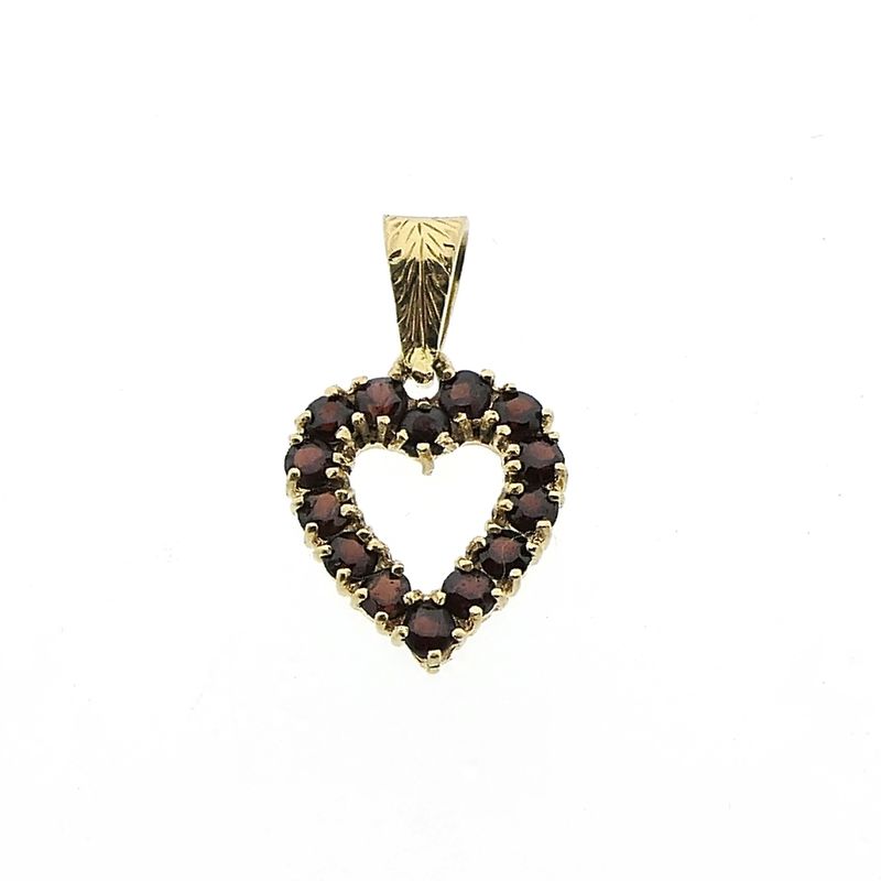 Image 1 of Gold heart pendant with garnet