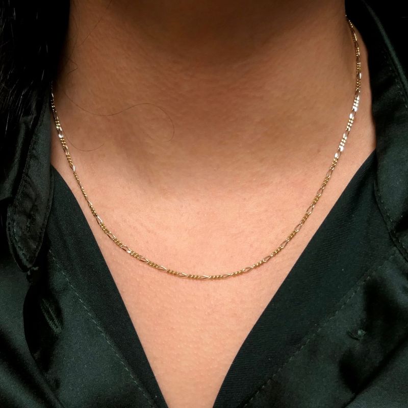 Image 8 of Two-tone gold Figaro link chain