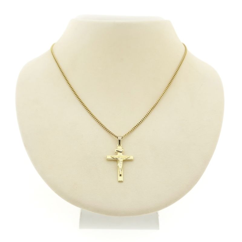 Image 3 of Gold pendant of a cross with corpus | INRI