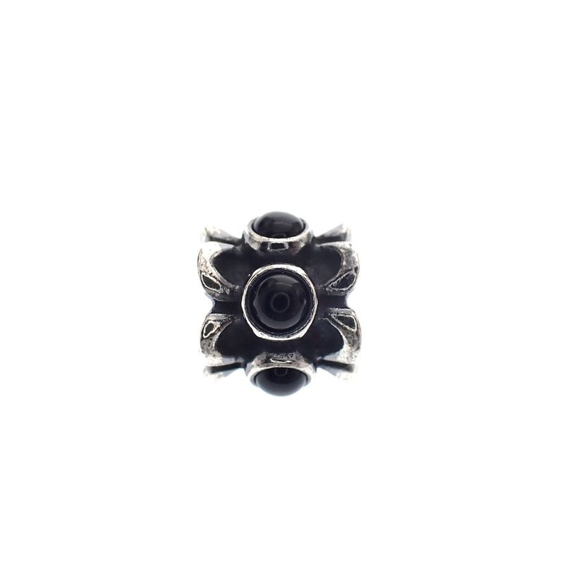 Image 3 of Pandora charm; Silver; Dark Flower