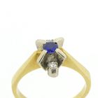Image 3 of Vintage Bicolor gold ring with sapphire and diamonds; 0.06 ct.