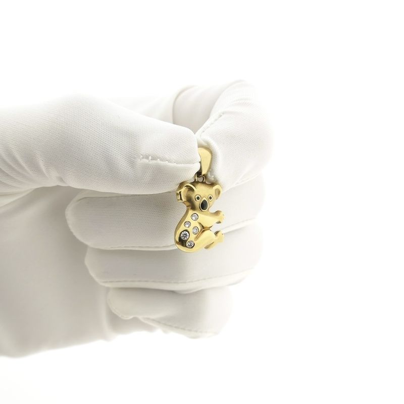 Image 11 of Gold pendant of a koala with enamel and zirconia