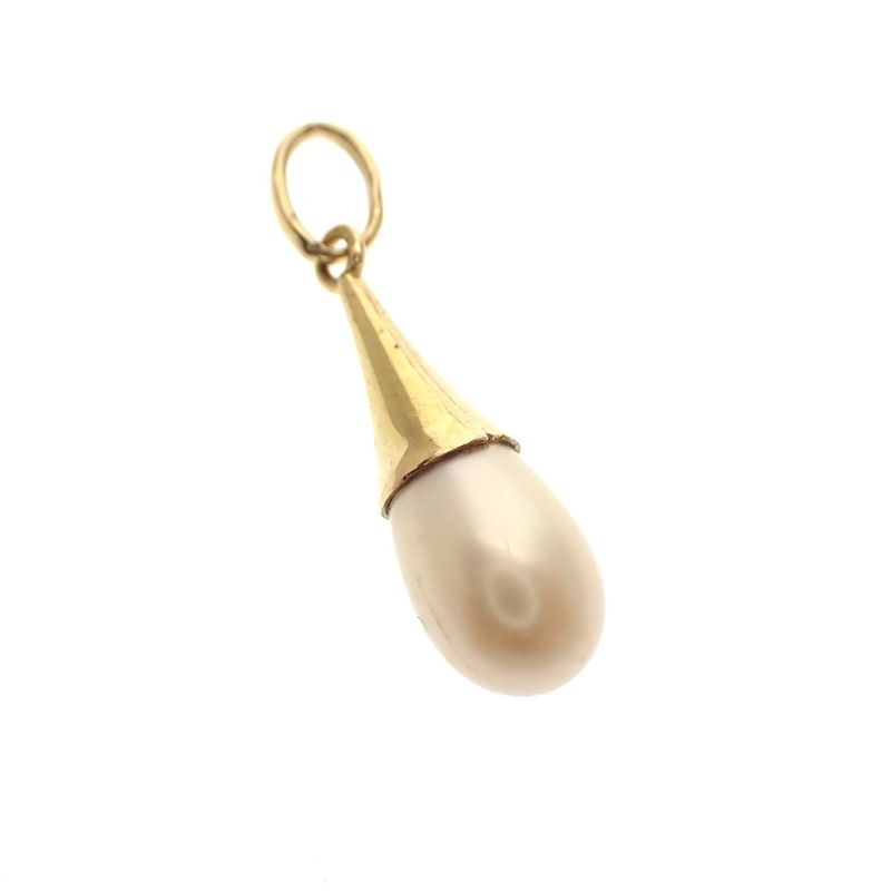 Image 1 of Gold solitaire pendant with artificial pearl
