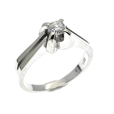 Image 1 of White gold solitaire ring; diamond 0.27 ct.