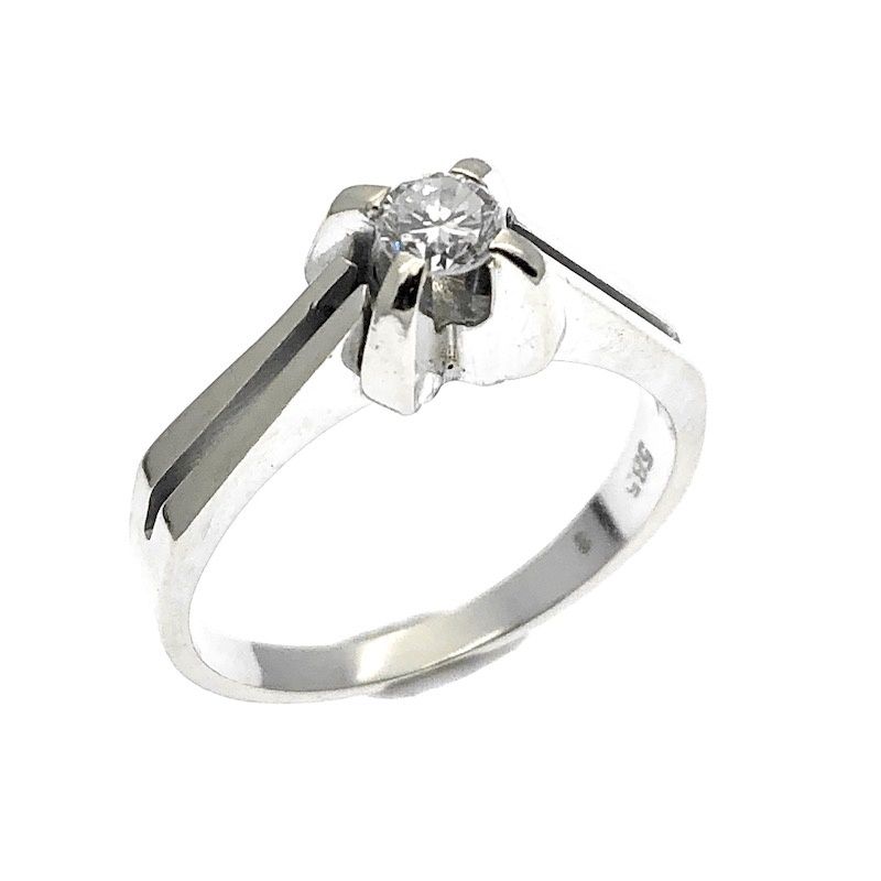 Image 1 of White gold solitaire ring; diamond 0.27 ct.