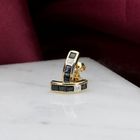 Image 2 of Gold earrings with sapphire and diamonds; 0.01 ct.