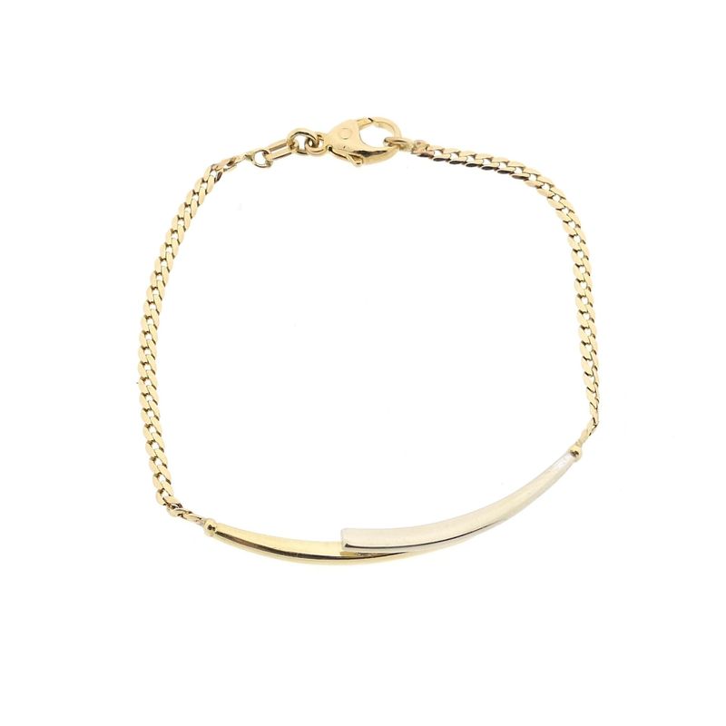 Image 4 of Bicolor Gold Gourmet Link Bracelet with Diamond; 0.05 ct.