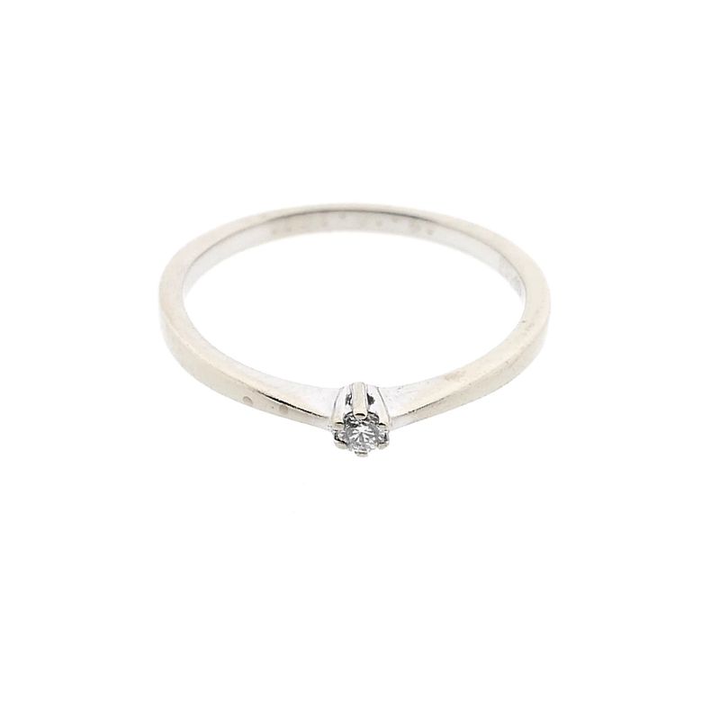 Image 3 of White Gold Solitaire Ring with Diamond 0.025 ct; 14K; Size 15