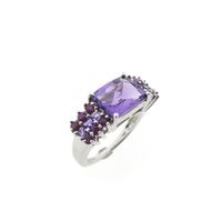 Silver ring with ruby ​​and purple zirconia