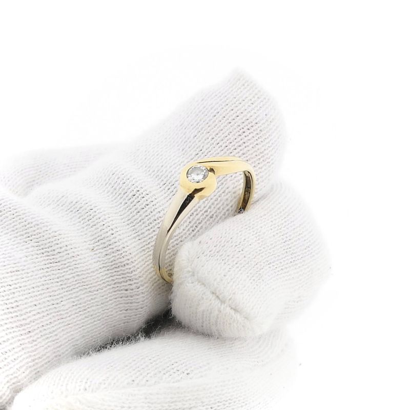 Afbeelding 9 van Bicolor gouden ring met diamant; 0,10 ct.