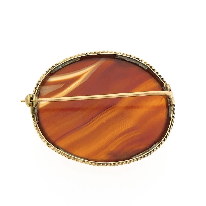 Image 3 of Antique gold brooch with carnelian bandagate