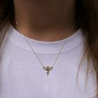 Image 12 of Gold anchor link necklace with a fixed pendant; Angel with zirconia | 45 cm