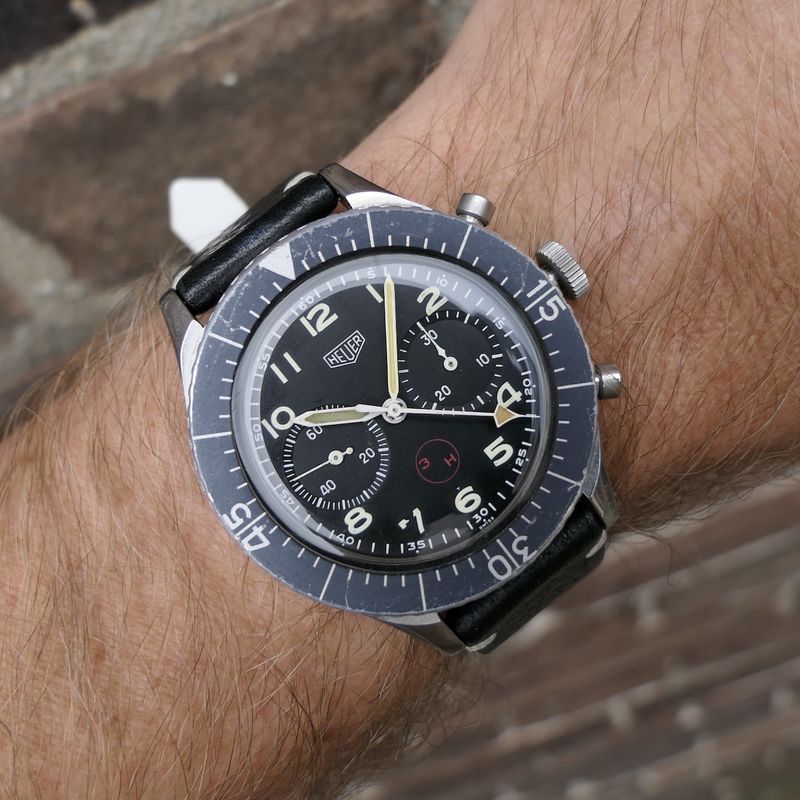 Image 11 of Heuer Bundeswehr Fly-back 1550SG; Vintage chronograph men's watch