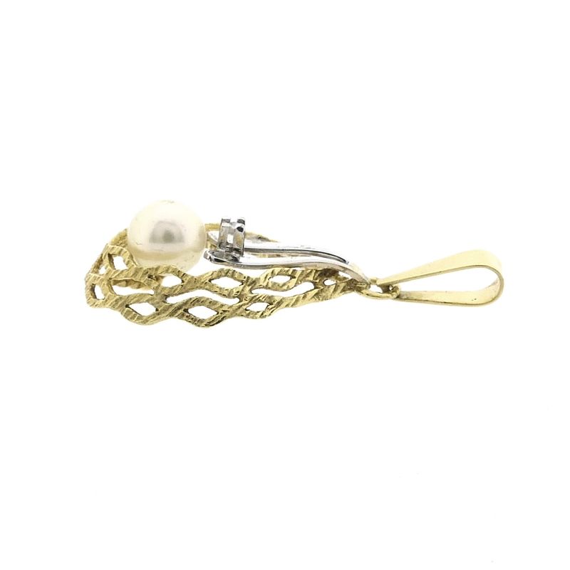 Afbeelding 7 van Bicolor gouden hanger met diamant; 0,01 ct.