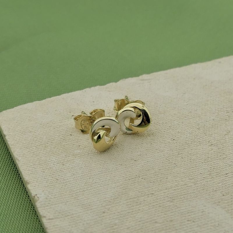 Image 6 of Two-tone gold stud earrings