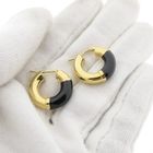 Image 7 of Gold hoop earrings with black enamel | Ø 20.5 mm