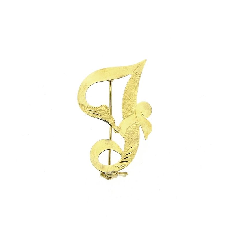 Image 1 of Gold letter brooch; letter J