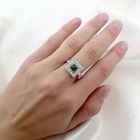 Image 3 of 1950s white gold ring set with a 0.50 ct. diamond and emerald