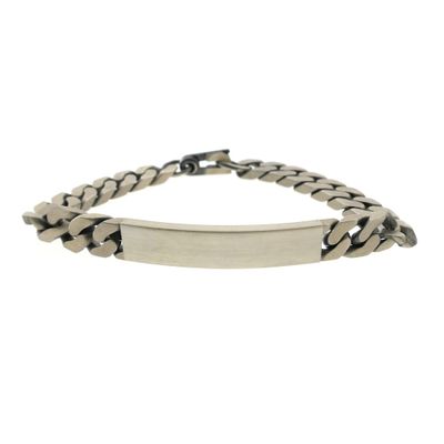 Image 2 of Silver robust gourmet link bracelet with engraving plate