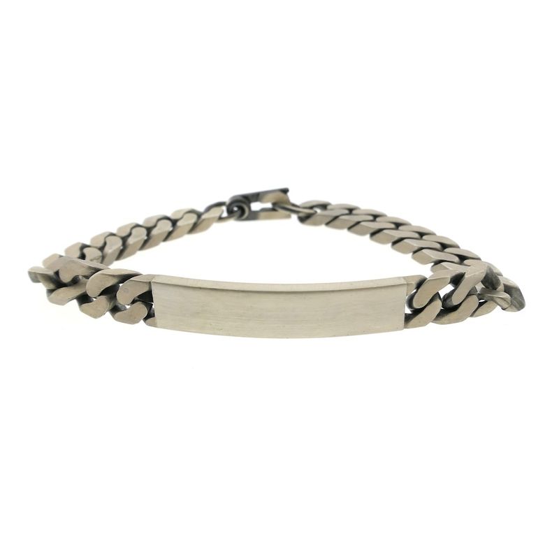 Image 2 of Silver robust gourmet link bracelet with engraving plate