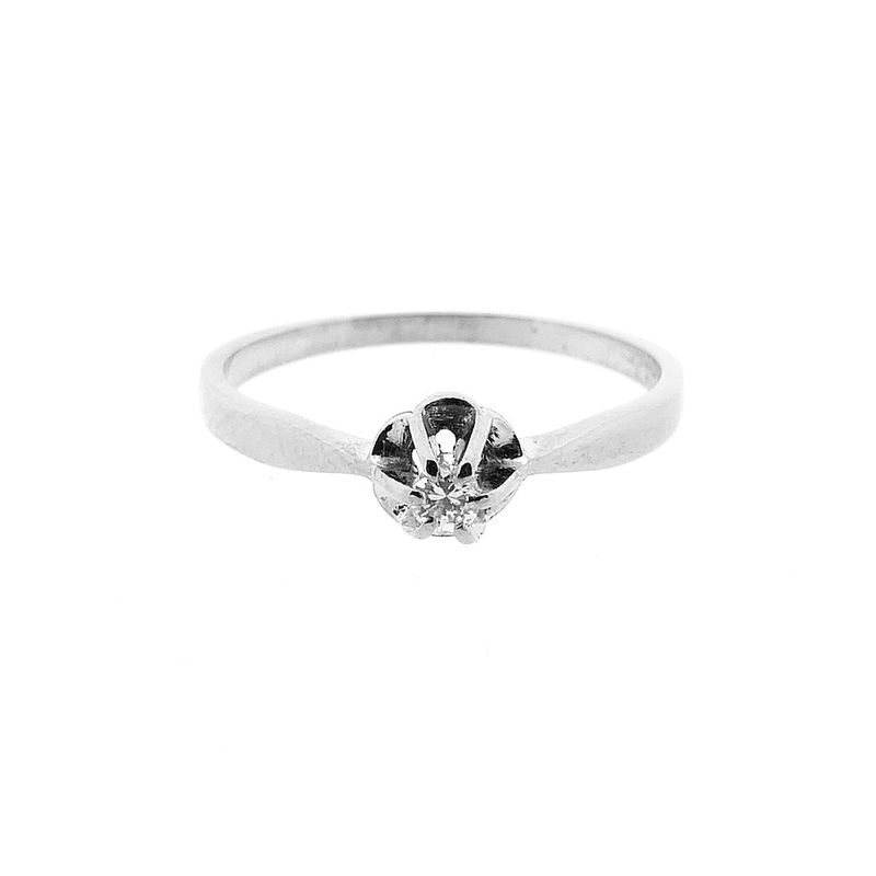 Image 3 of White gold solitaire ring with diamond | 0.05 ct.