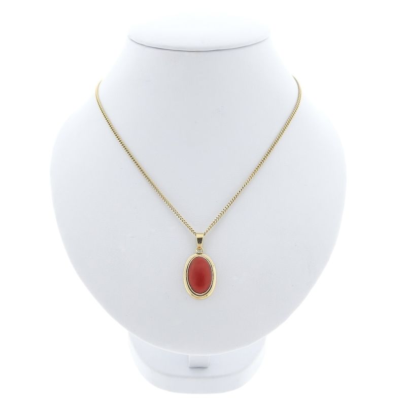Image 8 of Antique gold pendant with blood coral.