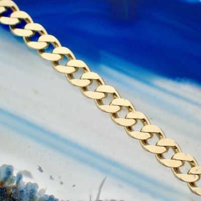 Image 2 of Gold flat gourmet link chain | 54 cm