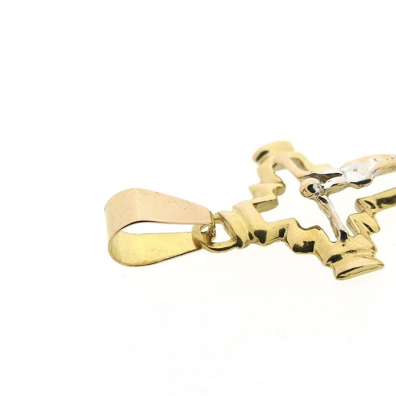 Image 5 of Two-tone gold pendant of a cross with corpus