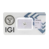 0.71 ct. Brilliant cut diamond; Color J; Quality SI2 + IGI Certificate