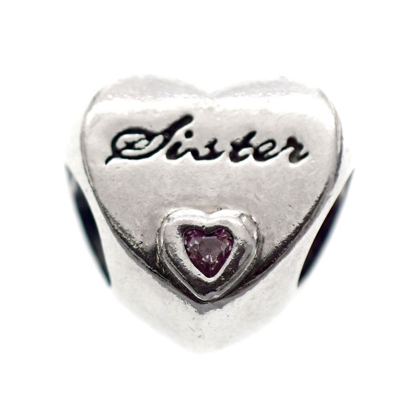 Image 4 of Pandora charm; Silver; Sister