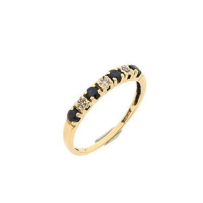 Gold ring with sapphire and diamond | 0.015 ct. Image 1 of Gold ring with sapphire and diamond | 0.015 ct.