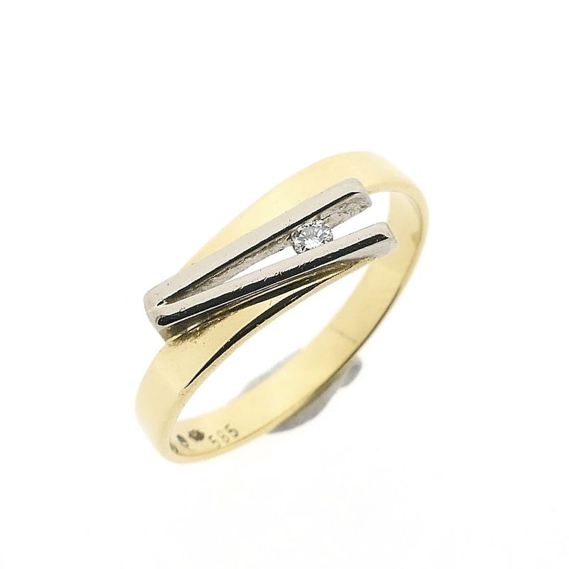 Image 1 of Two-tone gold ring with diamond; 0.03 ct.