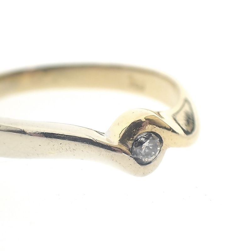 Image 7 of Two-tone gold solitaire ring with diamond; 0.05 ct.