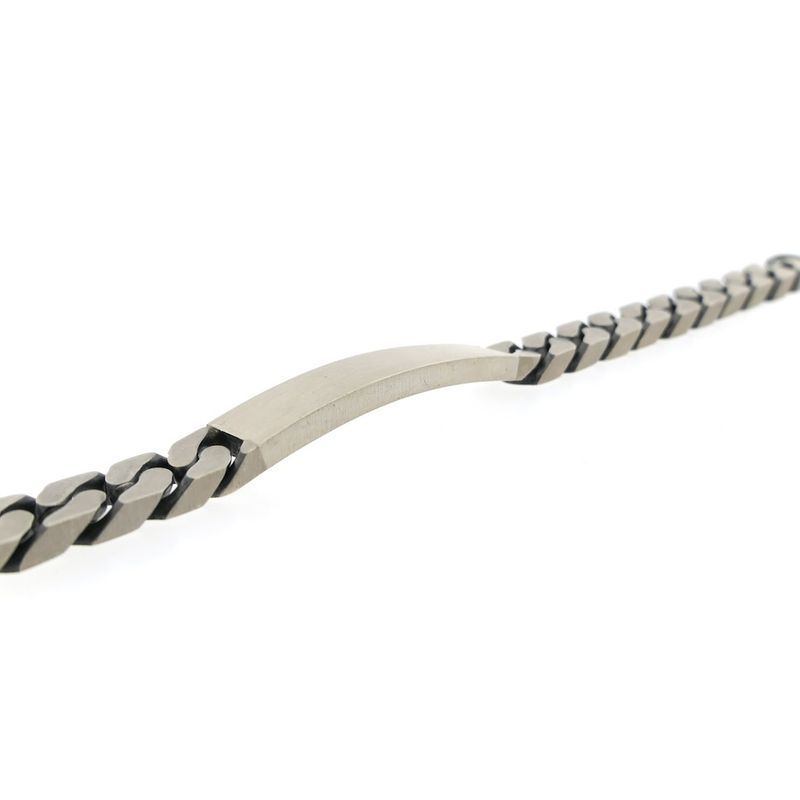 Image 8 of Silver robust gourmet link bracelet with engraving plate | 22 cm