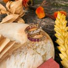 Image 2 of 9 crt. stud earrings with pink and clear sapphires