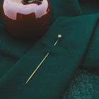 Image 2 of Gold lapel pin, tie pin with rose-cut diamond | Approx. 0.22 ct.