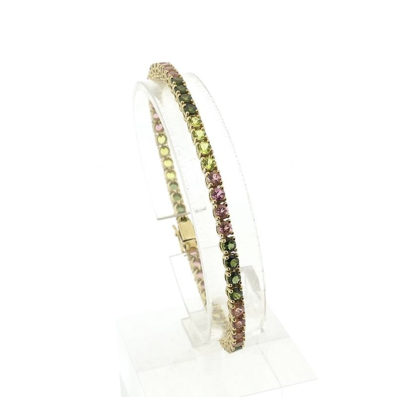 Image 1 of 9-karat tennis bracelet with multi-colored zirconia | 18.5 cm