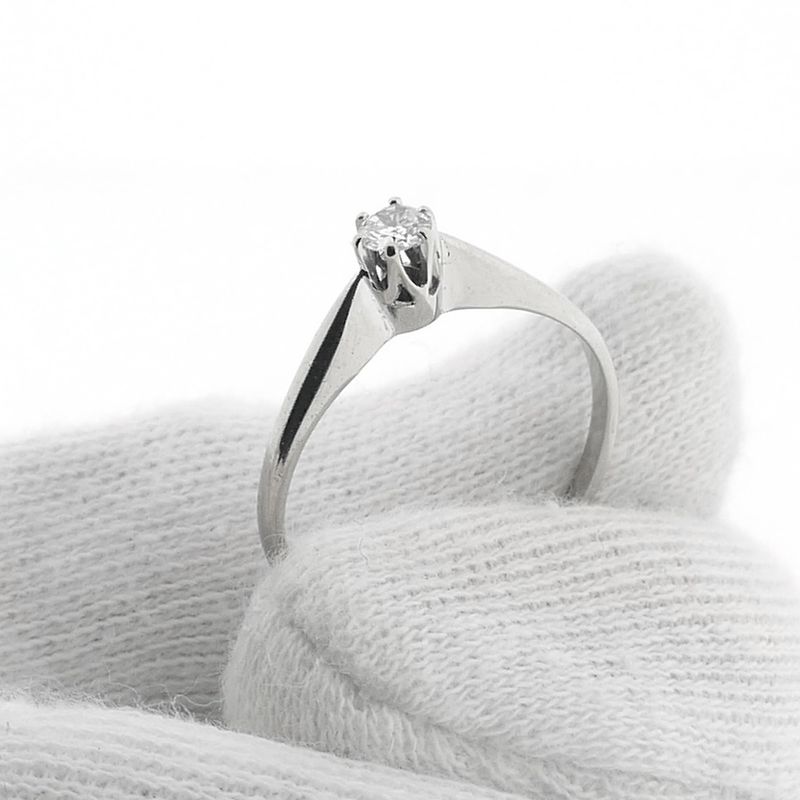 Image 7 of White gold solitaire ring with diamond | 0.16 ct.