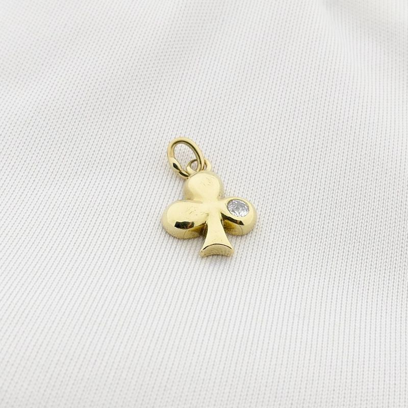 Image 8 of Golden Clover Leaf Pendant with Zirconia